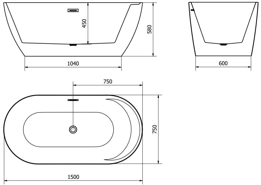 Vann Mexen Laura, 150x75 cm hind ja info | Vannid | hansapost.ee