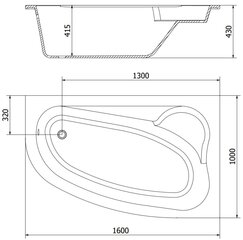 Vann Mexen Westa, parempoolne, 160x100 cm hind ja info | Vannid | hansapost.ee