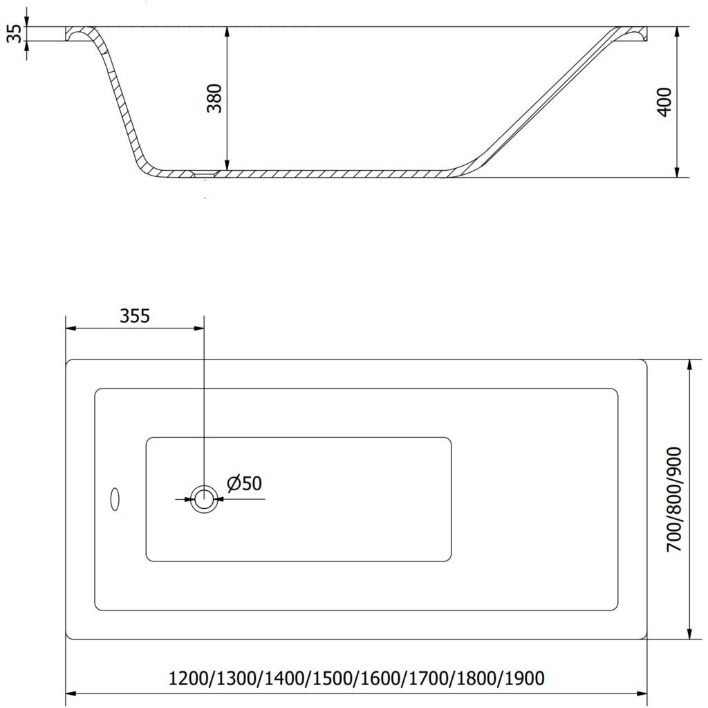 Vann Mexen Cubik koos viimistlusega, 130x70 cm hind ja info | Vannid | hansapost.ee