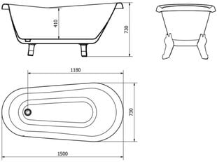 Vann Mexen Retro, 150x73 cm price and information | Vannid | hansapost.ee