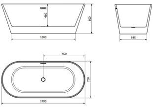 Vann Mexen Flavia koos sifooniga, 170x75 cm hind ja info | Vannid | hansapost.ee