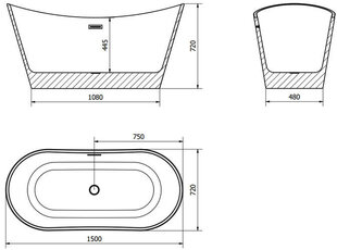 Vann Mexen Montana koos sifooniga, 150x72 cm price and information | Baths | hansapost.ee