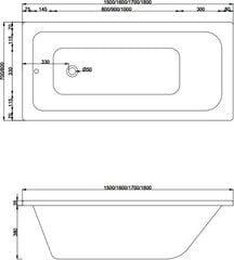 Vann Mexen Vega koos viimistlusega, 180x80 cm hind ja info | Vannid | hansapost.ee