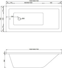 Vann Mexen Cubik koos viimistlusega, 170x70 cm hind ja info | Vannid | hansapost.ee