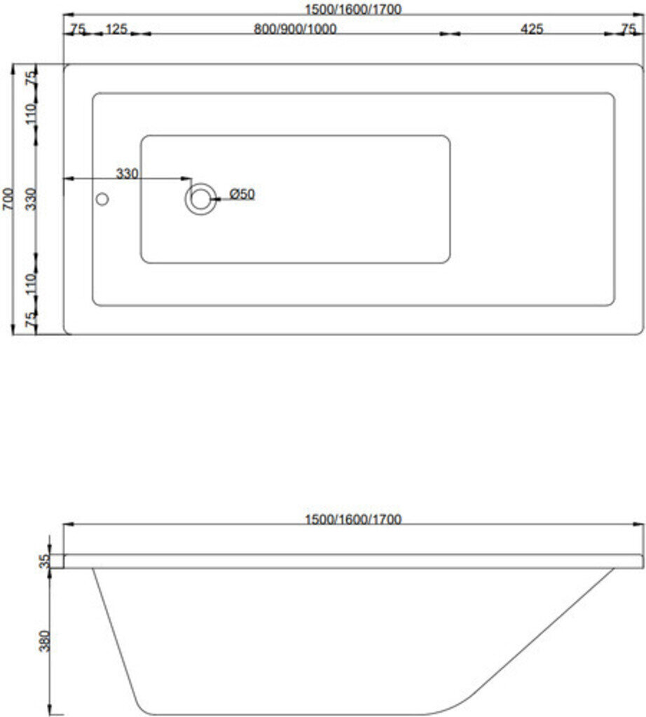 Vann Mexen Cubik koos viimistlusega, 170x70 cm price and information | Vannid | hansapost.ee