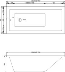 Vann Mexen Cubik koos viimistlusega, 160x70 cm price and information | Baths | hansapost.ee