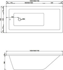 Vann Mexen Cubik koos viimistlusega, 150x70 cm price and information | Baths | hansapost.ee