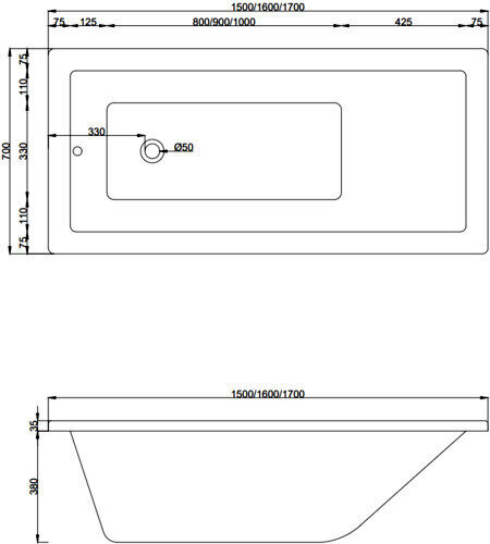 Vann Mexen Cubik koos viimistlusega, 150x70 cm hind ja info | Vannid | hansapost.ee