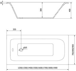 Vann Mexen Vega koos viimistlusega, 170x80 cm hind ja info | Vannid | hansapost.ee