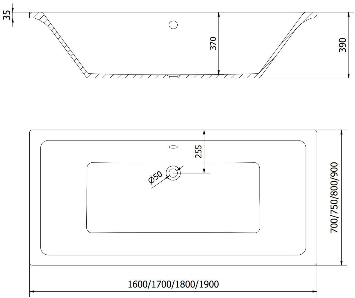 Vann Mexen Cube koos viimistlusega, 170x75 cm hind ja info | Vannid | hansapost.ee