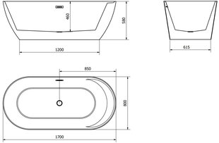 Vann Mexen Laura, 170x80 cm hind ja info | Vannid | hansapost.ee