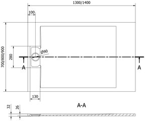 Ristkülikukujuline dušialus Mexen Otto SMC, 140 x 70 cm hind ja info | Dušialused | hansapost.ee