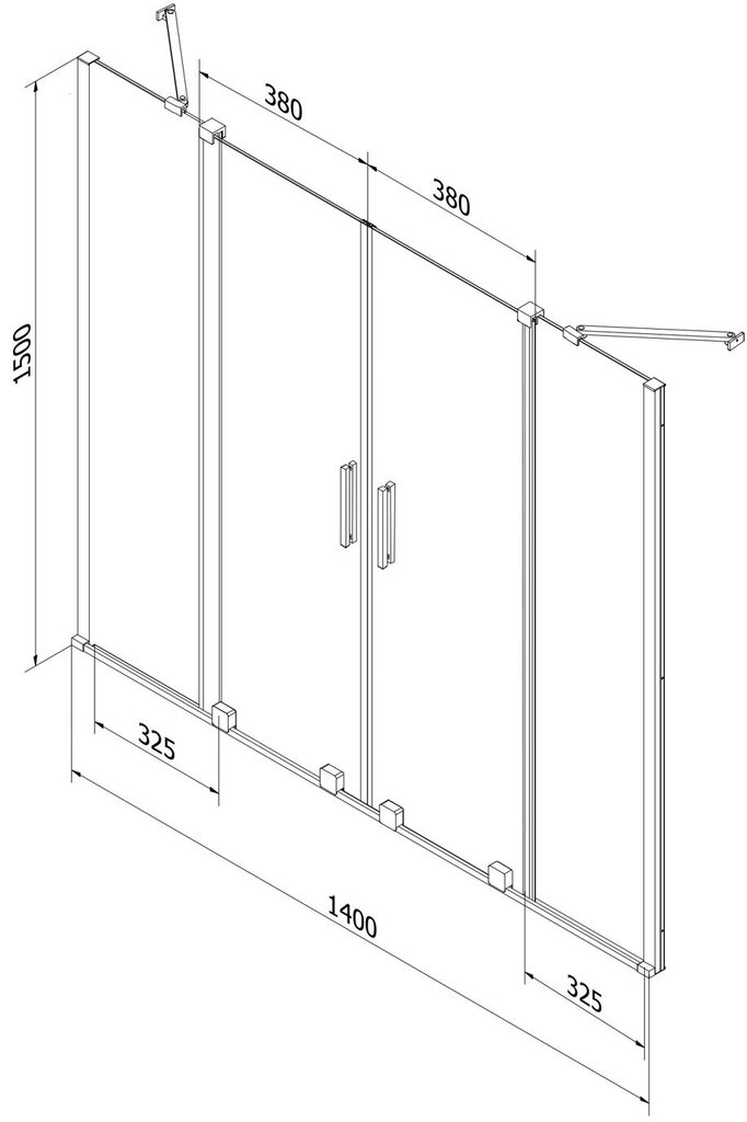 Vannisein Mexen Velar Duo II, valge, 140x150 cm hind ja info | Vannitoa lisatarvikud | hansapost.ee