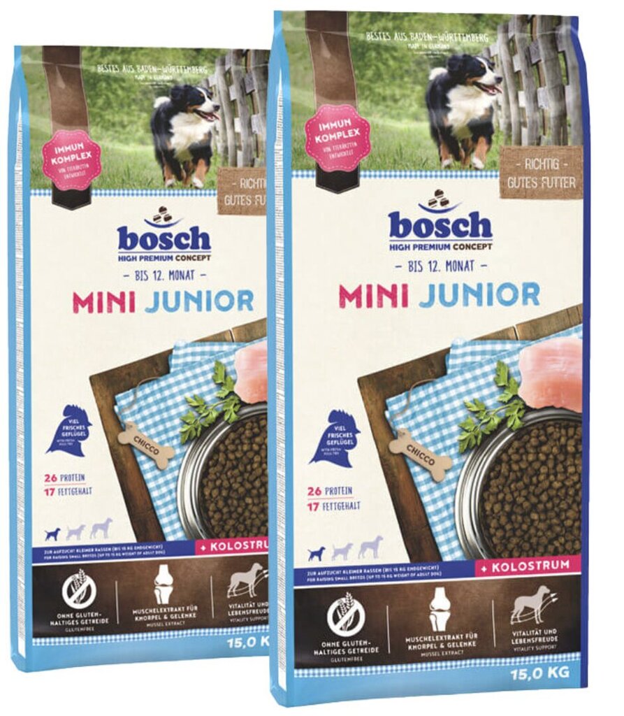 Bosch Mini Junior koos linnulihaga, 30 kg цена и информация | Koerte kuivtoit ja krõbinad | hansapost.ee