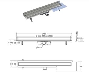 Dušo latakas Besco Virgo Next Duo, 70 cm цена и информация | Душевые сливы | hansapost.ee