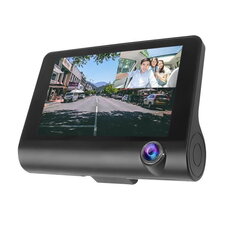 Авто видео регистратор Riff Full HD DVR G-Sensor c 3 камерами и заднего вида LCD 4'', черный цена и информация | Видеорегистраторы | hansapost.ee