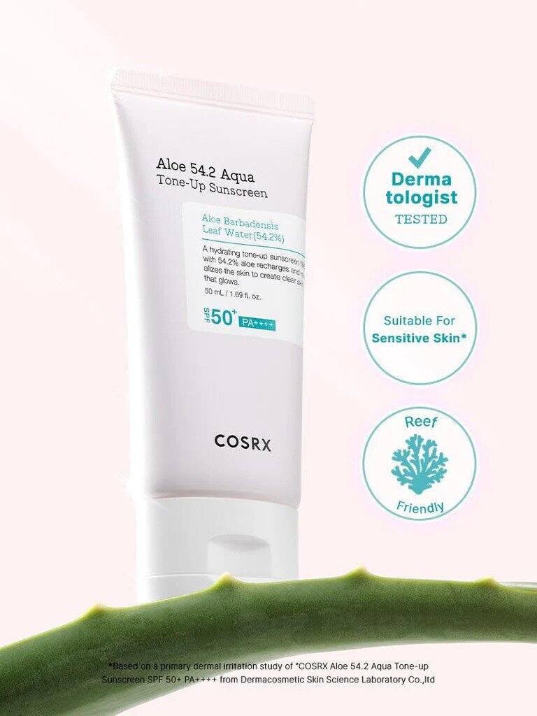 Niisutav päikesekaitsekreem Cosrx Aloe 54.2 Aqua Tone-Up Sunscreen SPF50+/PA++++, 50ml hind ja info | Näokreemid | hansapost.ee