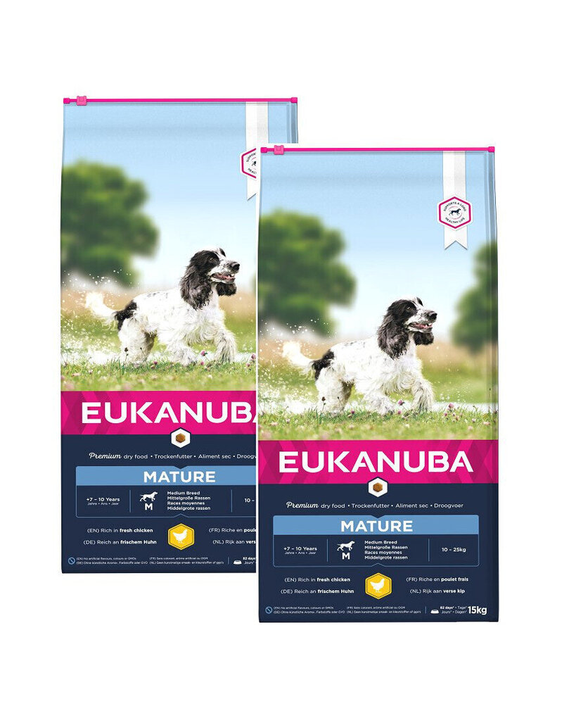 Eukanuba Thriving Mature Medium Breed koos kodulindudega, 30 kg цена и информация | Koerte kuivtoit ja krõbinad | hansapost.ee