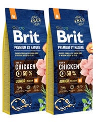 Brit Premium By Nature Junior Medium M с курицей, 30 кг цена и информация | Сухой корм для собак | hansapost.ee