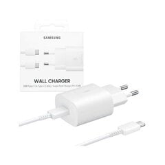 Зарядное устройство Samsung EP-TA800XWE USB-C Quickcharge 25 Вт PD + кабель USB-C, 1 м цена и информация | Зарядные устройства для телефонов | hansapost.ee