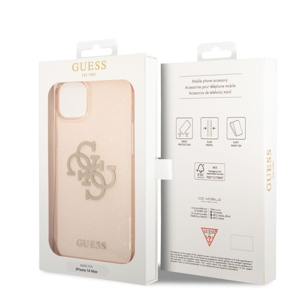 Guess TPU Big 4G Full Glitter Case for iPhone 14 Plus Gold цена и информация | Telefonide kaitsekaaned ja -ümbrised | hansapost.ee