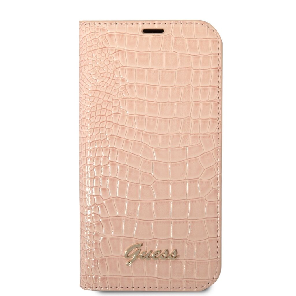 Guess PU Croco with Metal Camera Outline Book Case for iPhone 14 Plus Pink hind ja info | Telefonide kaitsekaaned ja -ümbrised | hansapost.ee