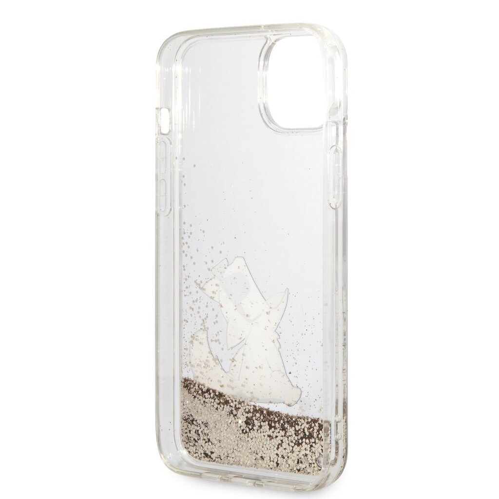 Karl Lagerfeld Liquid Glitter Choupette Eat Case for iPhone 14 Plus Gold hind ja info | Telefonide kaitsekaaned ja -ümbrised | hansapost.ee