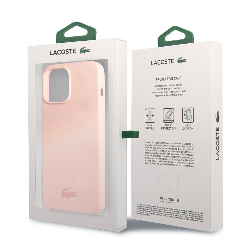 Lacoste Liquid Silicone Glossy Printing Logo Case for iPhone 13 Pro Pink цена и информация | Telefonide kaitsekaaned ja -ümbrised | hansapost.ee