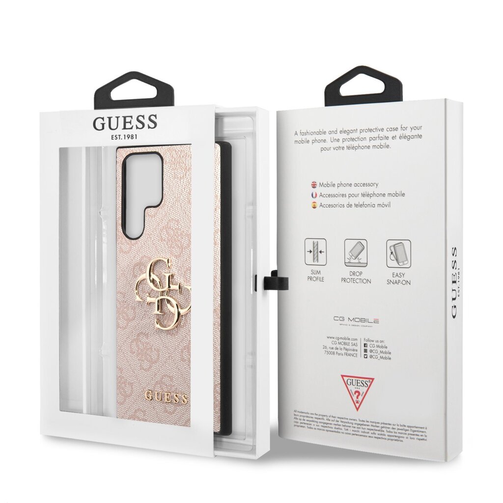 Telefoniümbris Guess PU 4G Metal Logo - Samsung Galaxy S23 Ultra, roosa цена и информация | Telefonide kaitsekaaned ja -ümbrised | hansapost.ee