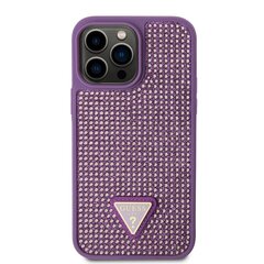 Guess Rhinestones Triangle Metal Logo Case for iPhone 15 Pro Max Purple цена и информация | Чехлы для телефонов | hansapost.ee