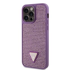 Guess Rhinestones Triangle Metal Logo Case for iPhone 15 Pro Max Purple цена и информация | Чехлы для телефонов | hansapost.ee