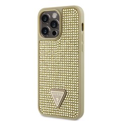 Guess Rhinestones Triangle Metal Logo Case for iPhone 15 Pro Max Gold цена и информация | Чехлы для телефонов | hansapost.ee