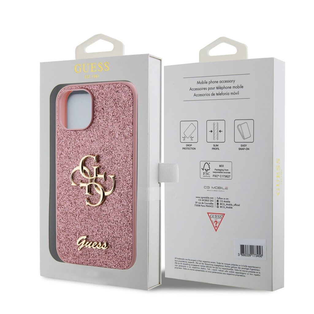 Guess PU Fixed Glitter 4G Metal Logo Case цена и информация | Telefonide kaitsekaaned ja -ümbrised | hansapost.ee