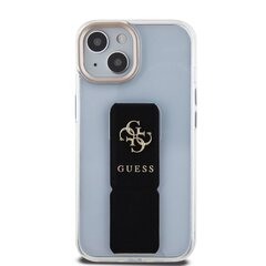 Guess PU Grip Stand 4G Metal Logo Case for iPhone 15 Black цена и информация | Чехлы для телефонов | hansapost.ee