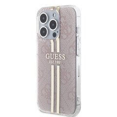 Guess IML 4G Gold Stripe Case for iPhone 15 Pro Max Pink цена и информация | Чехлы для телефонов | hansapost.ee