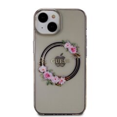 Guess PC|TPU Flowers Ring Glossy Logo MagSafe чехол для iPhone 14 черный цена и информация | Чехлы для телефонов | hansapost.ee