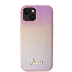 Guess PU Leather Iridescent Metal Script Case for iPhone 15 Pink цена и информация | Чехлы для телефонов | hansapost.ee