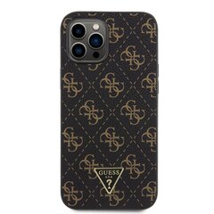 Guess PU Leather 4G Triangle Metal Logo Case for iPhone 12 Pro Max Black цена и информация | Чехлы для телефонов | hansapost.ee