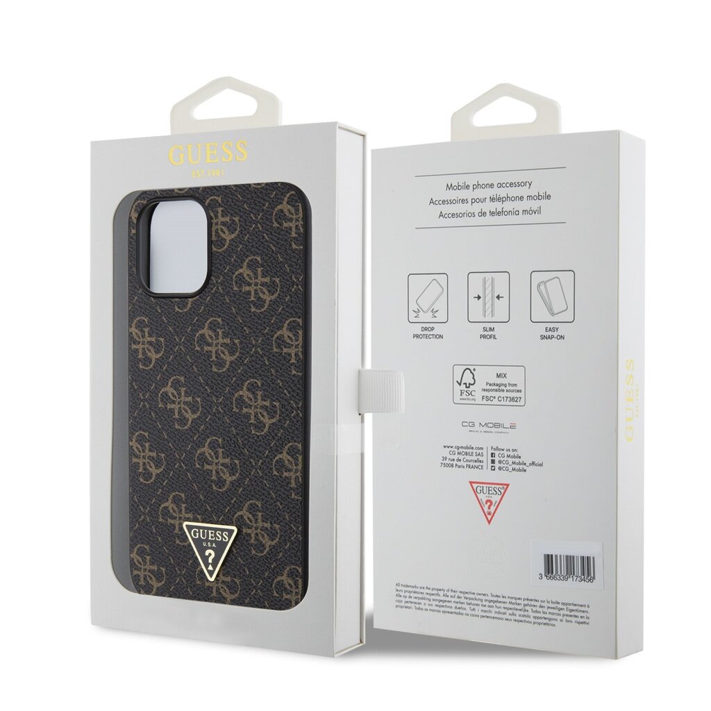 Guess PU Leather 4G Triangle Metal Logo Case цена и информация | Telefonide kaitsekaaned ja -ümbrised | hansapost.ee