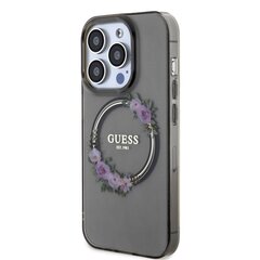 Guess PC|TPU Flowers Ring Glossy Logo MagSafe Case for iPhone 13 Pro Black цена и информация | Чехлы для телефонов | hansapost.ee