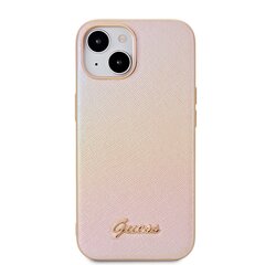 Guess PU Leather Iridescent Metal Script Case for iPhone 15 Gold цена и информация | Чехлы для телефонов | hansapost.ee