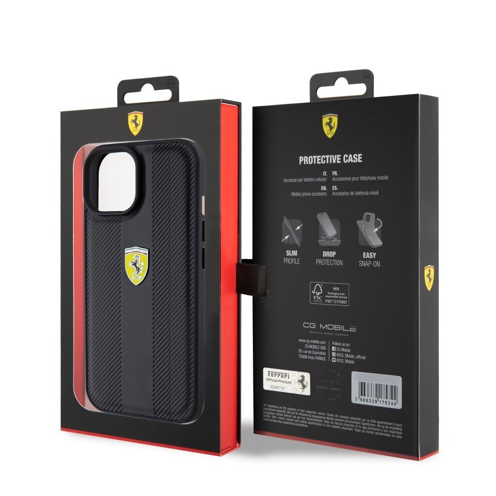 Ferrari Leather Carbon Vertical Red Line Case hind ja info | Telefonide kaitsekaaned ja -ümbrised | hansapost.ee