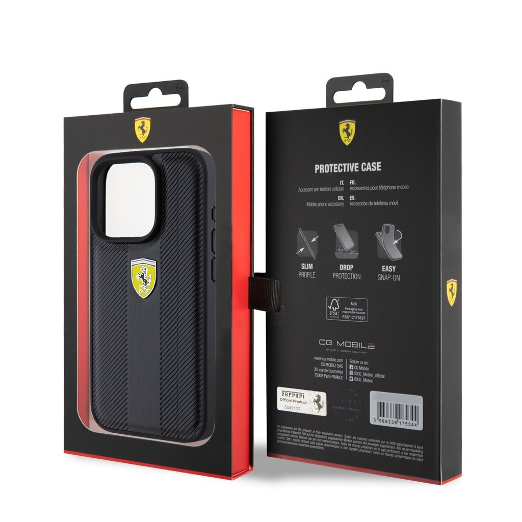 Ferrari Leather Carbon Vertical Red Line Case hind ja info | Telefonide kaitsekaaned ja -ümbrised | hansapost.ee