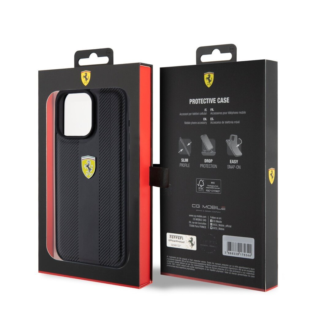 Ferrari Leather Carbon Vertical Red Line Case hind ja info | Telefonide kaitsekaaned ja -ümbrised | hansapost.ee