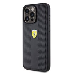 Ferrari PU Leather Hot Stamp Groove Pattern Case for iPhone 15 Pro Max Black цена и информация | Чехлы для телефонов | hansapost.ee