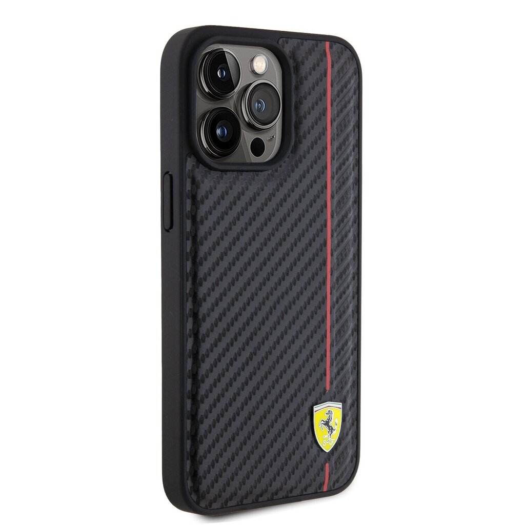 Ferrari Leather Carbon Vertical Red Line Case цена и информация | Telefonide kaitsekaaned ja -ümbrised | hansapost.ee