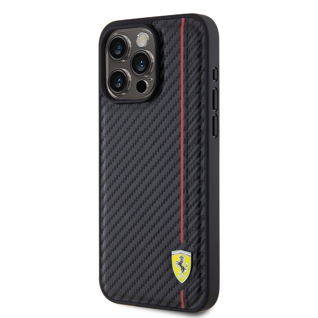 Ferrari Leather Carbon Vertical Red Line Case цена и информация | Telefonide kaitsekaaned ja -ümbrised | hansapost.ee