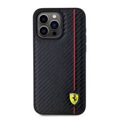 Ferrari PU Leather Carbon Vertical Red Line Case for iPhone 15 Pro Max Black цена и информация | Чехлы для телефонов | hansapost.ee