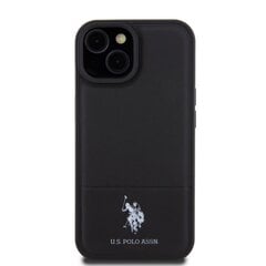 U.S. Polo PU Leather Mesh Pattern Double Horse Case for iPhone 15 Black цена и информация | Чехлы для телефонов | hansapost.ee