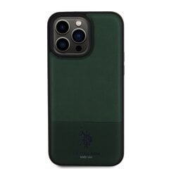 U.S. Polo PU Leather Mesh Pattern Double Horse Case for iPhone 15 Pro Max Green цена и информация | Чехлы для телефонов | hansapost.ee